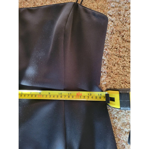 Black Satin Like Prom Gala Dance Bridesmaid Dress-6 - Picture 6 of 9